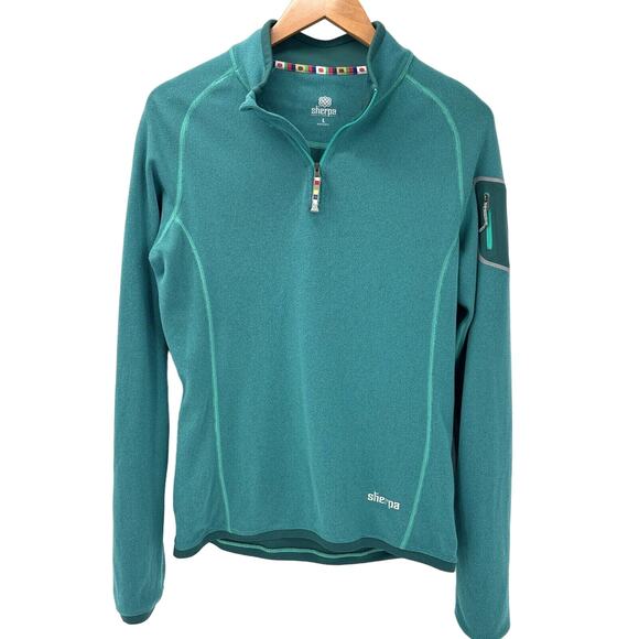 Sherpa Adventure Gear Jacket Womens Large 1/4 Zip Pullover Teal Mid Layer - Picture 1 of 12